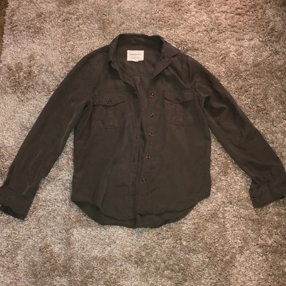 Army green button down